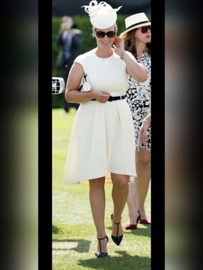 Ted Baker EMIEELE Cream Midi dress Cream Color With Green Belt